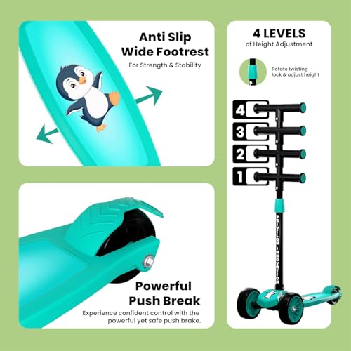 Image of MAGICLY Kids 3-Wheel Foldable Scooter - Adjustable Height, Wide Anti-Slip Deck, Smooth PU Wheels Game, Lightweight Kick Scooter for Boys & Girls of Ages 2-10 Years (Scooter Mixx)