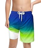LUCOWEE Boys Bathing Trunks Inbuilt Shorts Lined Anti Chafe Swimming Trunks Swimsuits Stretchy Light Weight Quick Dry UPF 50+ Gradient Royal...