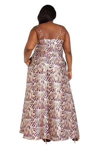 Image of NIGHTWAY Women's Long Metallic Brocade Evening Gown W /Double Straps & Pockets