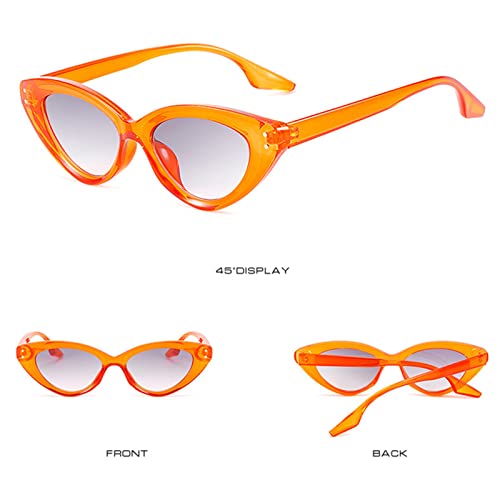 EQNSMDTGZ Okulary przeciwsłoneczne damskie kolorowe i fajne okulary przeciwsłoneczne w małych oprawkach w stylu vintage spersonalizowane, Kolor: pomarańczowy, Taille unique