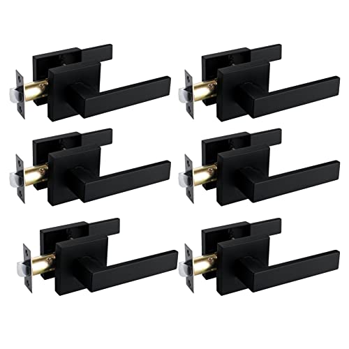 NEWBANG Solid Door Lever Handle Matte Black Finish