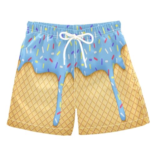 Boccsty Ice Cream Cone Blue Glaze Boys Swim Trunks Summer Toddler Beach Board Shorts Kids Swimsuit Swimwear S