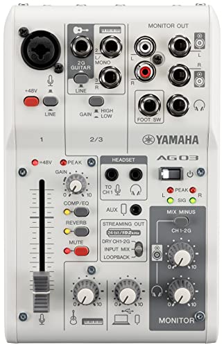 Yamaha AG03MK2 Live Streaming Mixer 3-Kanal USB Interface weiß - Bild 2 von 4