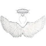 Angel Wings and Halo for Kids Angel Costume for Girl Angel Wing Adult for Halloween, Christmas Eve...
