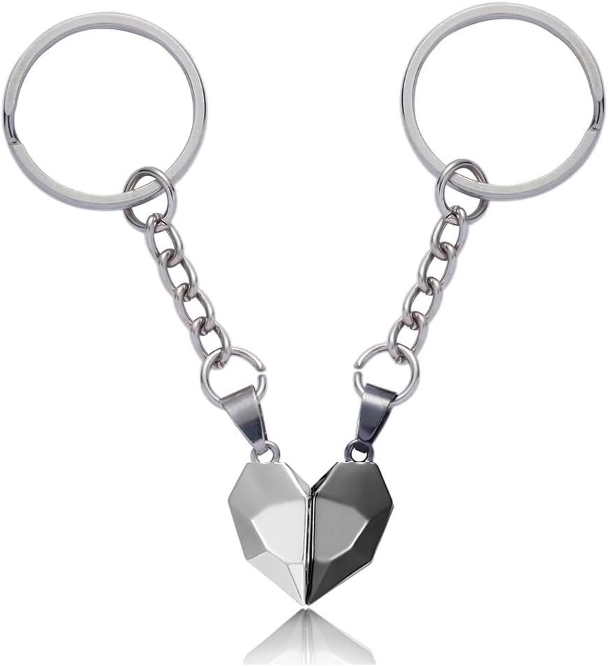 Meimimix Two Souls One Heart Keychain for Couple Wishing Stone Creative Matching Keyring Relationship Jewellery