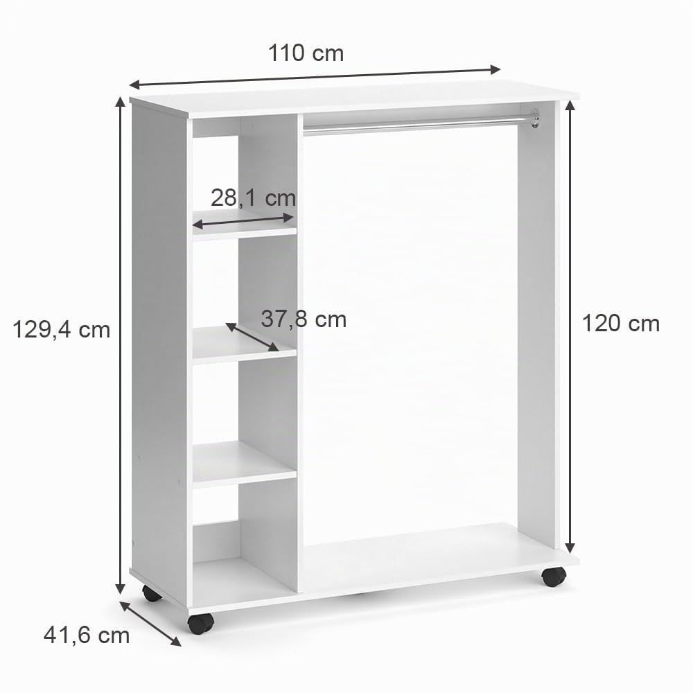Vicco Garderobe Cosmo, Weiß, 110 x 129.4 cm