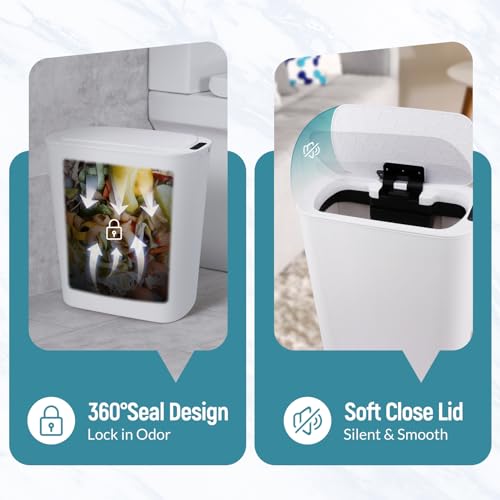 Cesto de basura automático para baño con sensor de movimiento, tapa sellada y recargable miniatura 5