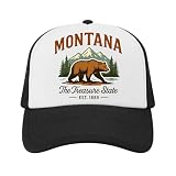 EnjoyMyDesign Montana Kids Trucker Hat, Treasure State Bear Hat for Boys Girls Ages 3-8, Toddler Baseball Cap White and Black