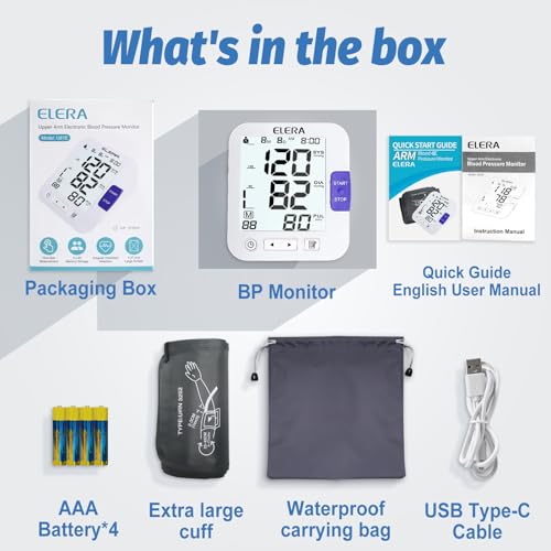 ELERA XL Cuff Blood Pressure Monitor (13-21\" for Big Arms) - Large Screen, Automatic Upper Arm for Home Use, Backlight Display, 2 Users - Thumbnail 7