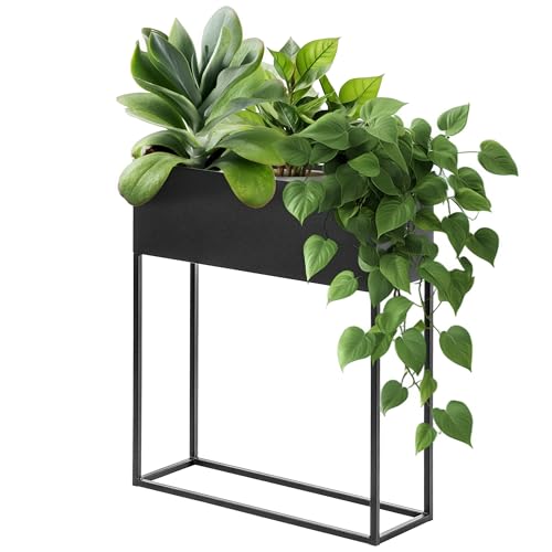KADAX Large Jardinière en Acier Noir, Support de Fleurs pour Intérieur et Extérieur, Parterre avec Pot (Hauteur : 70 cm)