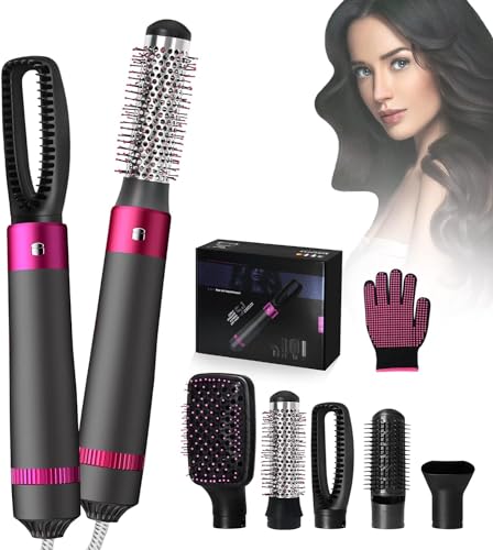 Juego de secador de pelo 5 En 1 Estilizador Cepillo De Aire Caliente Secador Eléctrico Peine El Varita Rizadora Estilizador Desmontable Hair Blow Styler Tool para Cabello De Mujer