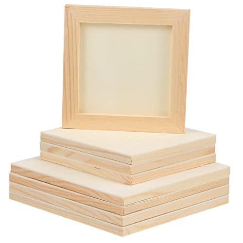 Mipcase Craft Wooden Frames 8 Pack Square Picture Frames Smooth Edges for Clay Painting Art