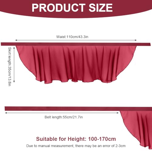 AYBUY Damen Ballettrock Wickelrock, Tanz Rock aus Chiffon Mit Verstellbare Taille Krawatte, Gymnastik Ballettrock Geeignet für Mädchen und Frauen (Weinrot)