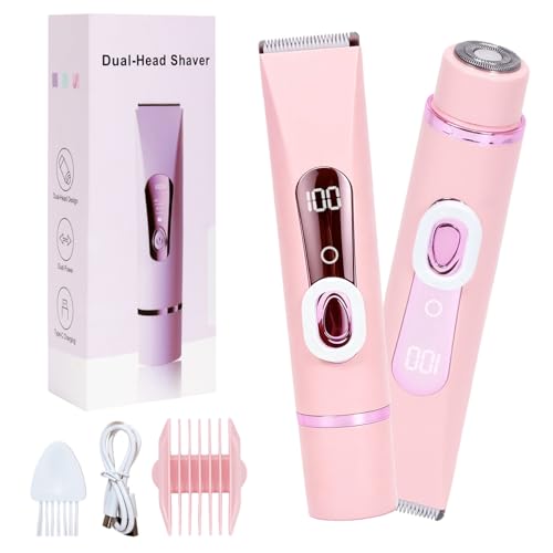 Wishstar 2 in 1 Rasoir Electrique Femme, Tondeuse Intime, Étanche Rasoirs électriques Femme, Epilateur Visage, Utilisation Humide et sèche Pour Maillot,...