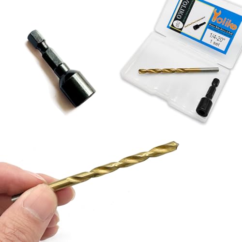 Image of 2 Pcs Hanger Bolt Driver and Drill, Alloy-Steel Driver with HSS Twist Drill for 1 /4 inch-20 Double Headed Wood Screws Fully All Threaded Rod,Threaded Insert Hexagon Head Drivers and Drills Bits