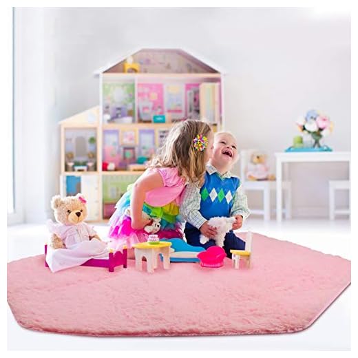 Alfombra Infantil Magicdun, Alfombra Pad Coral Fleece para Niñas Alfombra Lavable en Lavadora 125 x 125cm, Rosa