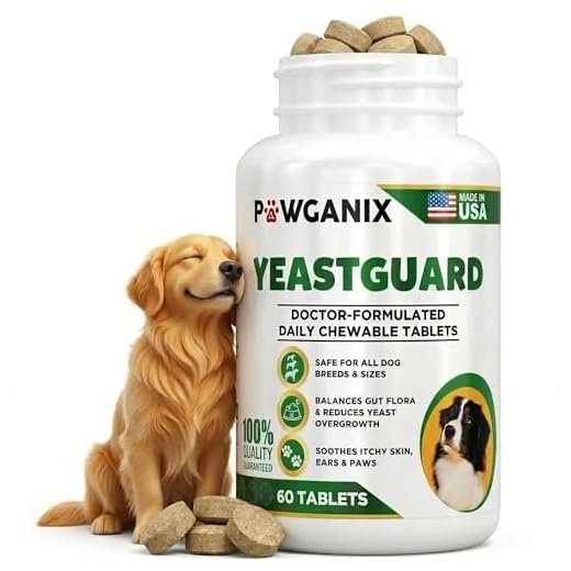 Pawganix YeastGuard – Dog Yeast Infection Treatment & Probiotics (60 Chews) | Itchy Skin, Ear, Paw & Allergy Relief | 2B CFU + Caprylic Acid | Vet-Approved, Made in USA