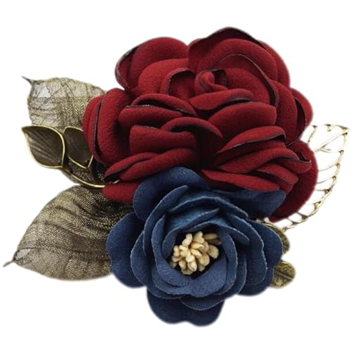 Image of Elegant Rose Flower Brooch Pin for Women Handmade Imitation Crystal Pearl Fabric Flower Lapel Pin Dress Suit Accessories for Wedding Party Gentleman's Essentials Bridal Jewelry Bridesmaid Gifts