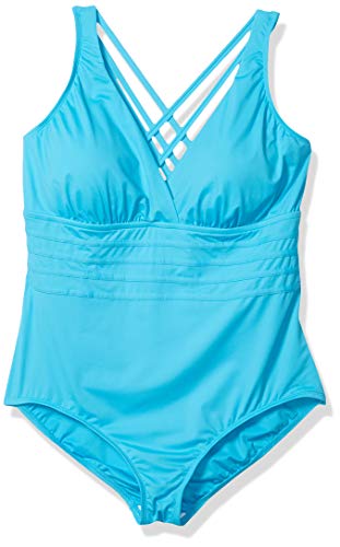 Image of La Blanca Women's Island Goddess Deep-V Strappy Back Mio One Piece Swimsuit with Tummy Toner
