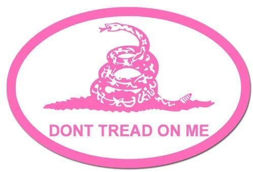 Oval White & Pink Don't Tread on Me Flag 3M Reflective Sticker