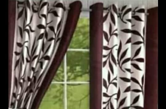Image of Woah Polyester Floral Door Curtain Door Window Curtain Premium Polyester Weaved Parda Modern Parde for Living Room Bedroom Home Office Screens Eyelet Ring 9-feet (Brown)