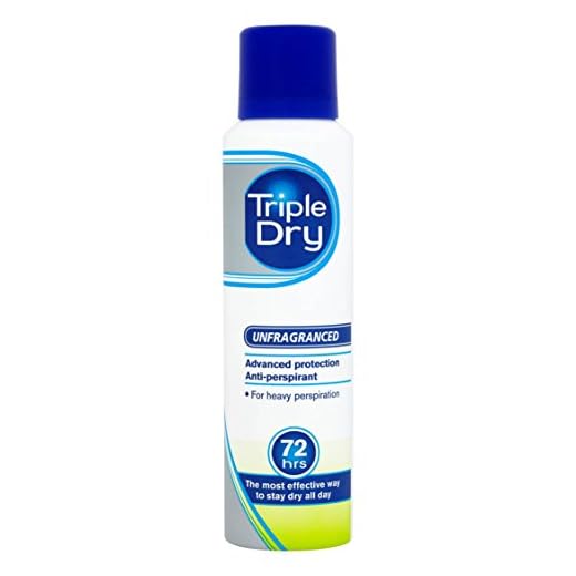 Triple Dry Anti-Transpirant-Spray, 2 x 150 ml, Deo-Spray gegen starkes Schwitzen, antibakterielles Deodorant für 72 h Schutz, parfümfreies Antiperspirant