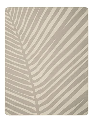 Villeroy und Boch® weiche Wohndecke Leaf French Linen I Kuscheldecke aus Baumwollmischgewebe I Sofa-Decke in 150x200cm I Couchdecke beige mit Blätter Muster I Made in Germany I nachhaltig produziert