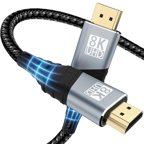 YUETUOL Câble HDMI 1M, 8K@60Hz Câble HDMI 2.1, 48gbps Haute Vitesse 4K@120Hz pour PS5 Console 7680P DTS:X eARC Dolby Vision, HDCP 2.2 2.3, HDR Dynamique,Compatible avec PS5 4 3 X-BOX HDTV