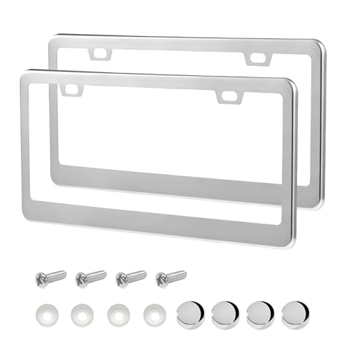 Rdxcv 2 PCS License Plate Frames, 2 Holes Rust-Proof License