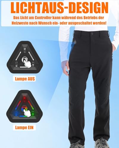 CYCYHEAT Pantalones calefactables para hombre y mujer con batería de 7,4 V y 20000 mAh y control 4 en 1 – Pantalones térmicos impermeables con tecnología de calefacción de carbono mejorada para esquí - imagen 5