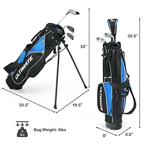 Officejoy Kids Golf Clubs, Golf Stand Bag With 3# Fairway Wood, 7# & 9# Irons, Putter, Head Cover & Rain Hood, Youth Golf Clubs For Boys & Girls, Junior Golf Clubs For Ages 11-13, Right Hand, Blue #TOP1