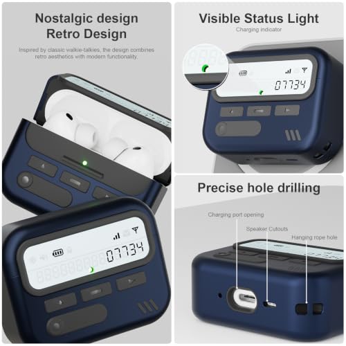 Image of for AirPod Pro 3 Case with Safty Lock,Retro Inspired Pager Style(Deep Blue)