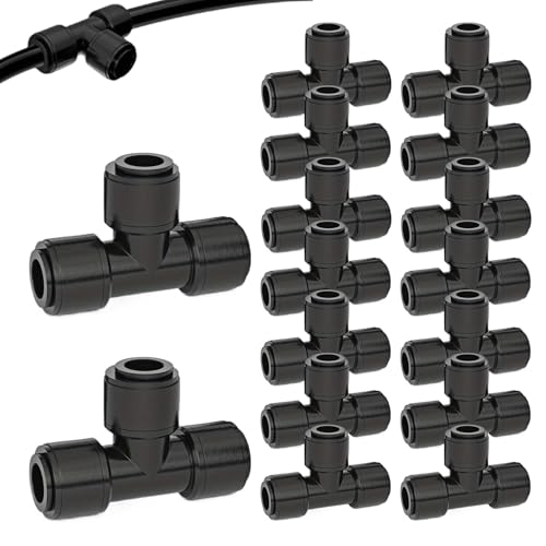 Para riego | Conexión en T de 6 mm con boquilla para instalaciones de gota a gota – Con conexión rápida y junta, para tubos para camas de jardín, invernaderos y cultivos
