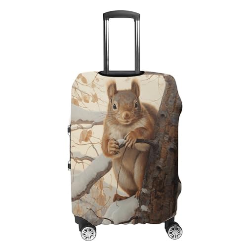 Squirrel on Tree Luggage Cover, Washable Elastic Suitcase Cover Protector Fit 18-32 Inch Luggage4