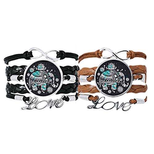 Bracelet en cuir tressé DIYthinker avec motif fleur d'éléphant, un bijou fait pour durer
