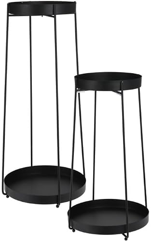 Muddy Hands Set of 2 Black Metal Plant Pot Stand Indoor Home Outdoor Garden Decorative Flower Planter Holder Shelf Display