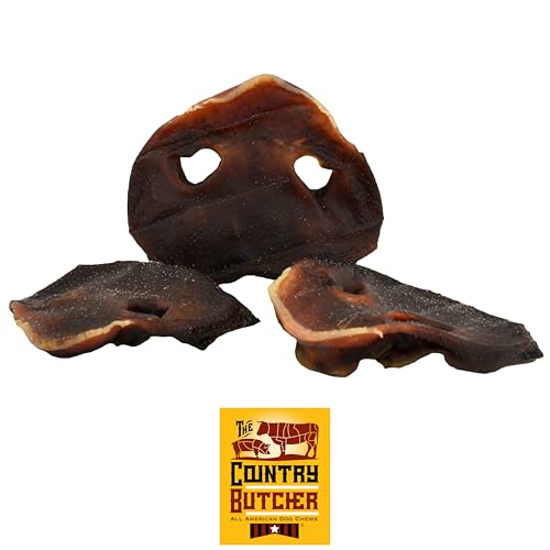 THE COUNTRY BUTCHER Pig Snouts for Dogs, Soft to Aggressive Chewers, Small, Medium and Large Breed, Natural, Dental Treat, Made in The USA, 5 Count - Rawhide Free, No Bones