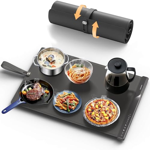 Food Warming Mat Dual Heating Zones, 4 Temp Settings,