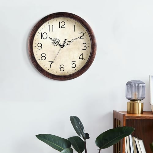 KECYET Wall Clock, Vintage Wall Clocks Battery Operated Quartz Silent Non-Ticking 8 Inch Retro Rustic Style Clock Decorative for Kitchen,Bathroom Home Office (Bronze)