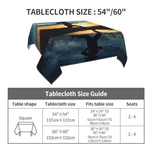 Nappe bleue de cuisine carrée 152x152 cm imperméable et lavable pour table de repas