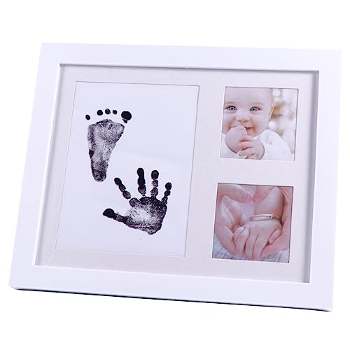 Totority Monthly Baby Photo Frame Hand Foot Print Frame Baby Photo Rack Newborns Growth Record Pp Plastic Simple Elegant Home Decor