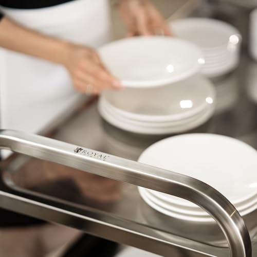 Royal Catering Servierwagen mit Rollen, 3 Tabletts RCSW 3 (101 x 55 x 96,5 cm, Tragkraft 480 kg, Dicke der Regale: 3 cm)