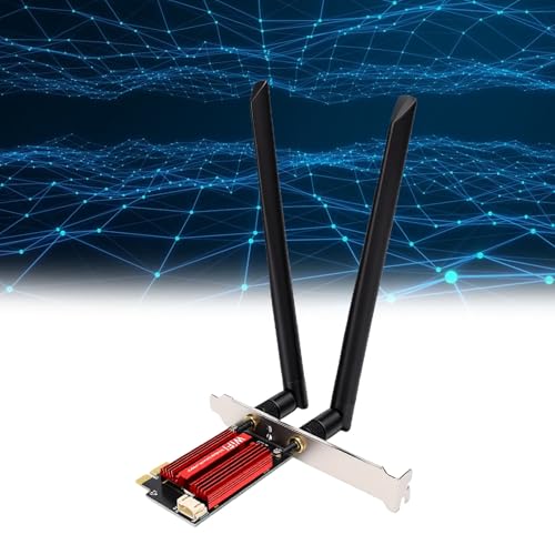 Tarjeta de red PCIe WiFi 6 con Bluetooth 5.3, adaptador inalámbrico dual band 2.4G 5GHz 1800Mbps, antenas de alta ganancia para PC de escritorio gaming streaming miniatura 4
