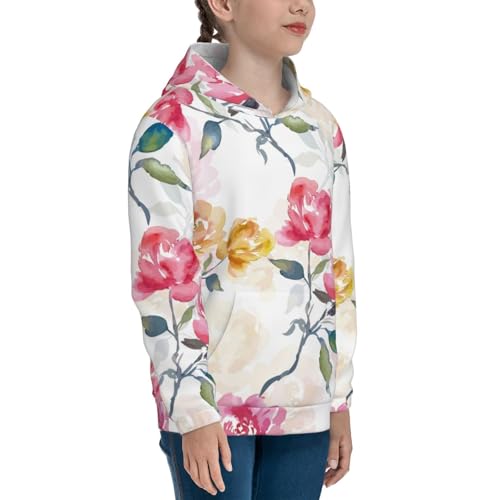 Colorful Flowers Kids Pullover Hoodies Boys Sweatshirts Girls Athletic Clothes with Pocket3