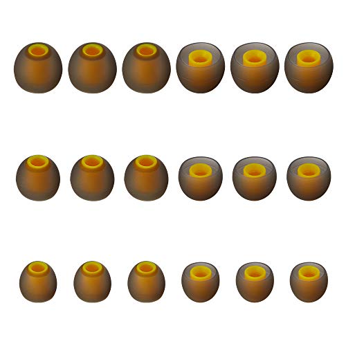 Brandless Earbud Tips Replacement (18 Pieces, 9 Pairs S/M/L) Gray/Yellow