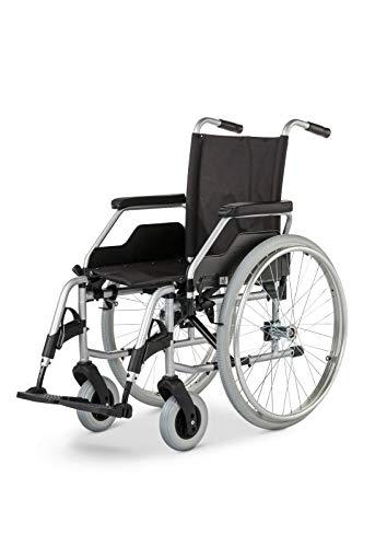 Meyra Budget 9.050 - Silla de ruedas plegable (PU, 43 cm), color plateado
