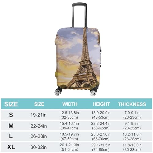 Eiffel Tower Paris Travel Luggage Cover Dustproof Suitcase Cover Luggage Covers For Suitcase Thicken Elastic Suitcase Protector Washable Baggage Covers Fit 19-32 Inch Luggage S2
