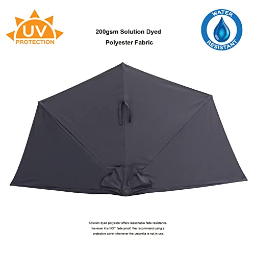 C-Hopetree 9 ft Half Round Outdoor Patio Market Wall Umbrella with Tilt, Anthracite by C-Hopetree - Used condition - Image 3