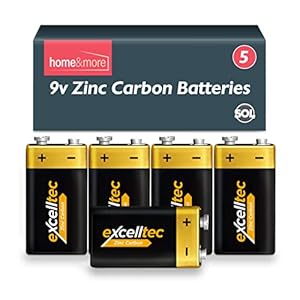 5pk Excelltec PP3 9V Battery Heavy Duty | 9V Batteries | Square Battery for Smoke Alarm Battery 9V | 9 Volt Batteries…