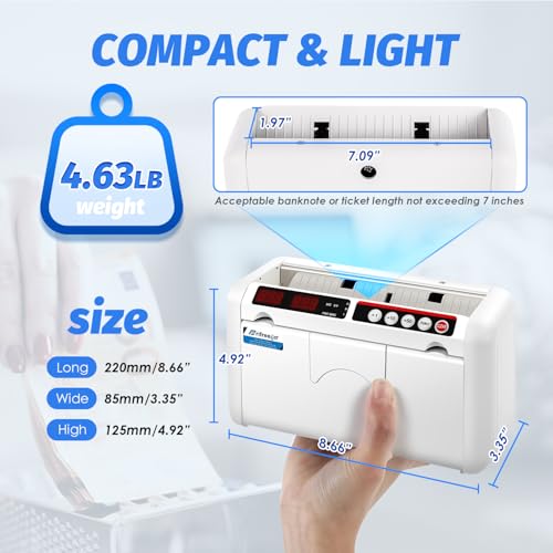Image of Battery Operated Bill Counter Machine Portable Rechargeable Money Counter
